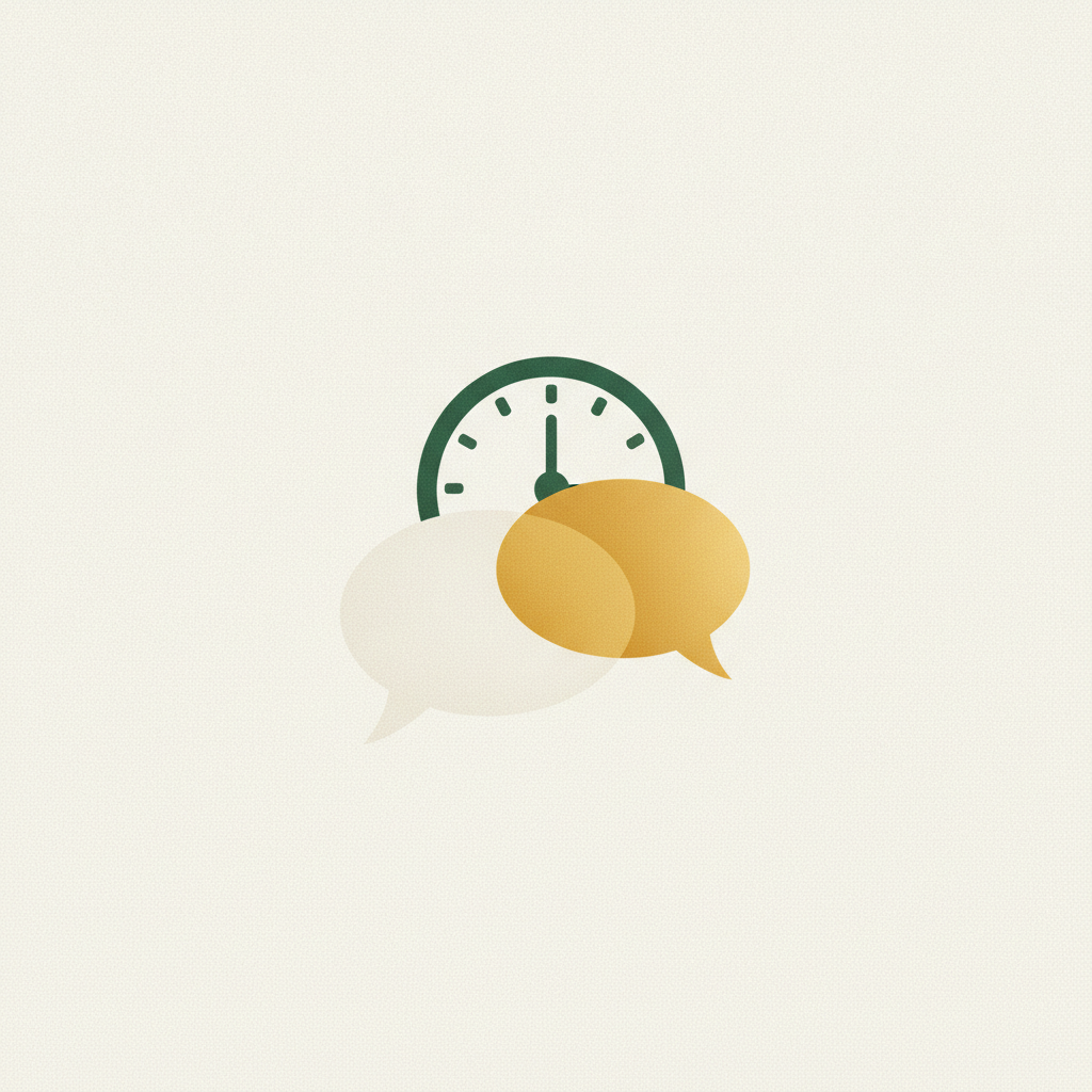 Ilustracao editorial de follow-up de cliente: baloes de mensagem em dialogo